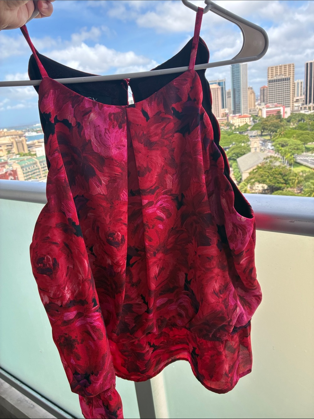 Floral Red Spaghetti-Strap Women's Top